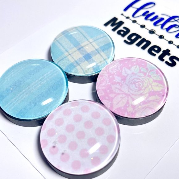 Set of 4 Magnets - Shabby Chic 4 Glass Refrigerator Kitchen Whiteboard - Picture 3 of 3